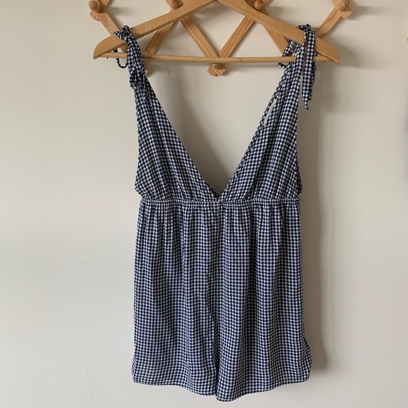 SOLD Urban Outfitters Plunging Gingham Romper - Picture 3 of 7